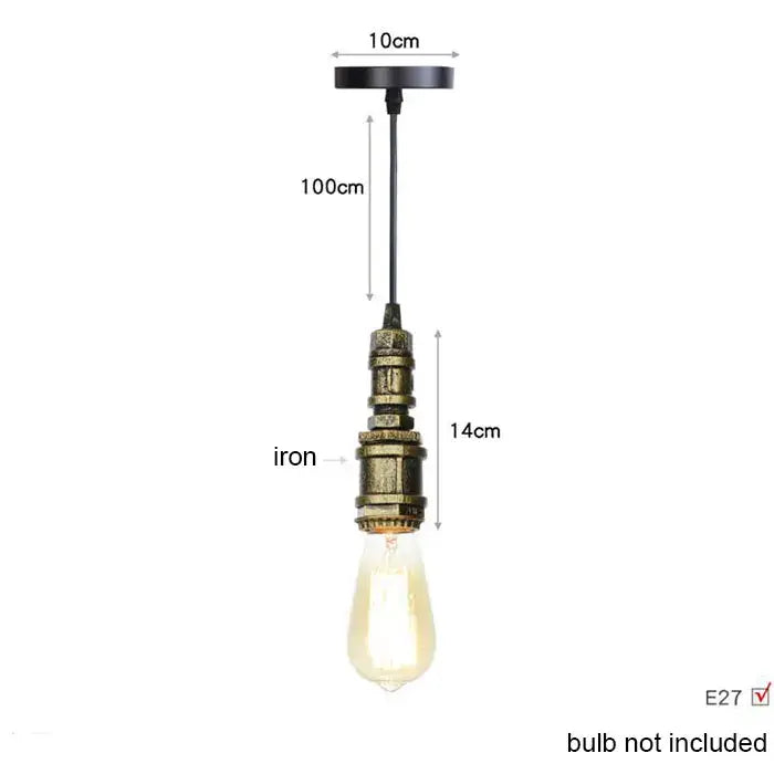 Industrial vintage brass & black pipe pendant light – kitchen fixture