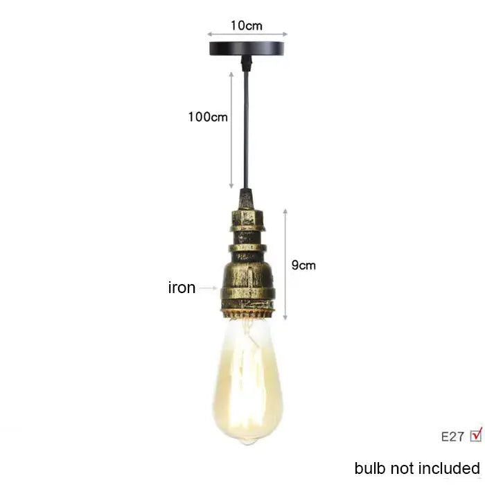 Industrial vintage brass & black pipe pendant light – kitchen fixture