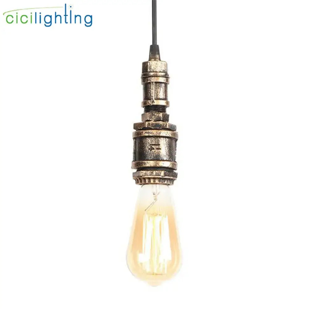 Industrial vintage brass & black pipe pendant light – kitchen fixture