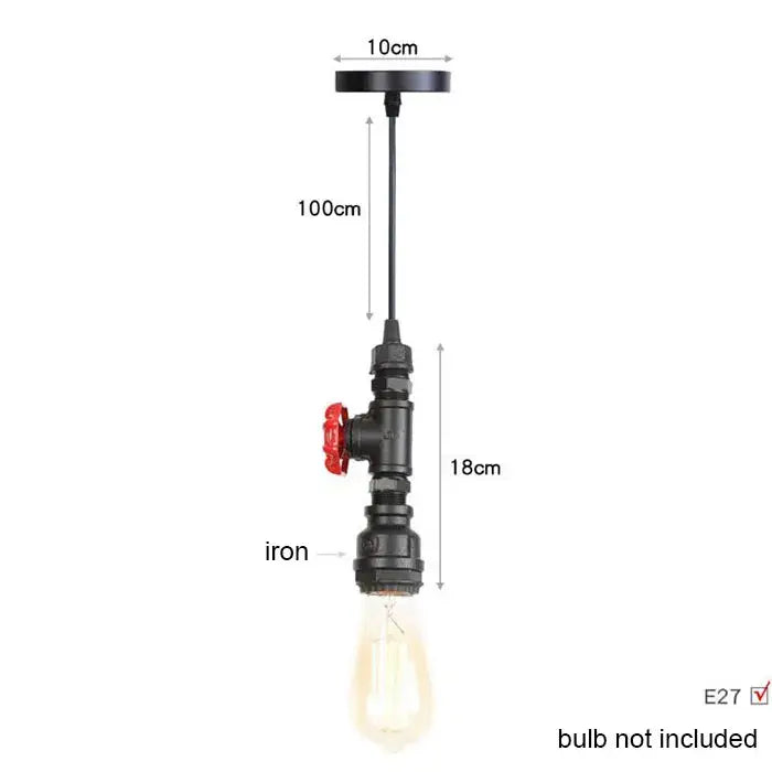 Industrial vintage brass & black pipe pendant light – kitchen fixture