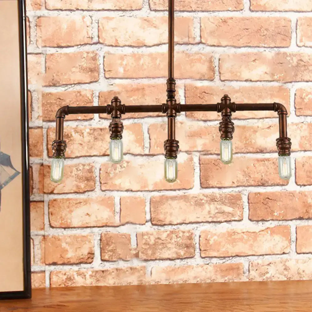 Industrial vintage bronze island hanging light kitchen pipe chandelier