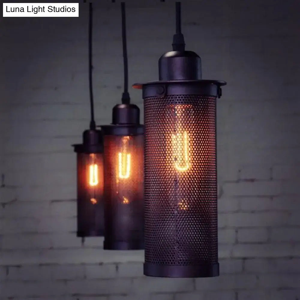 Industrial vintage metal pendant light – kitchen mesh cage bulb