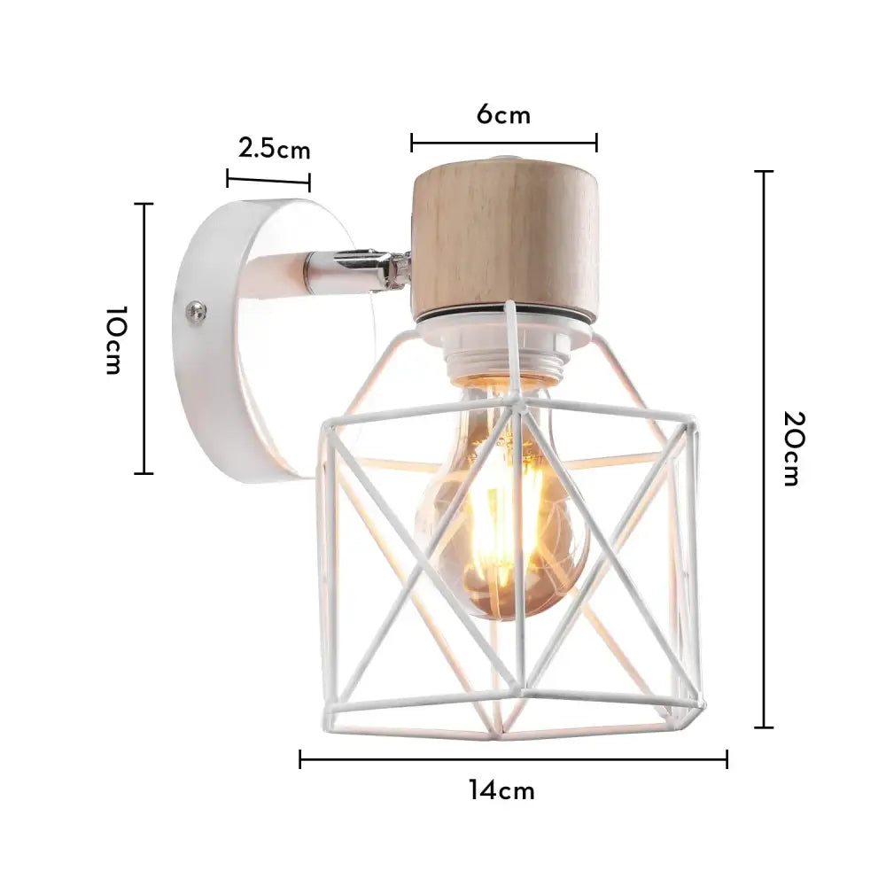 Industrial white and brass wall sconce – bedroom geometric lighting