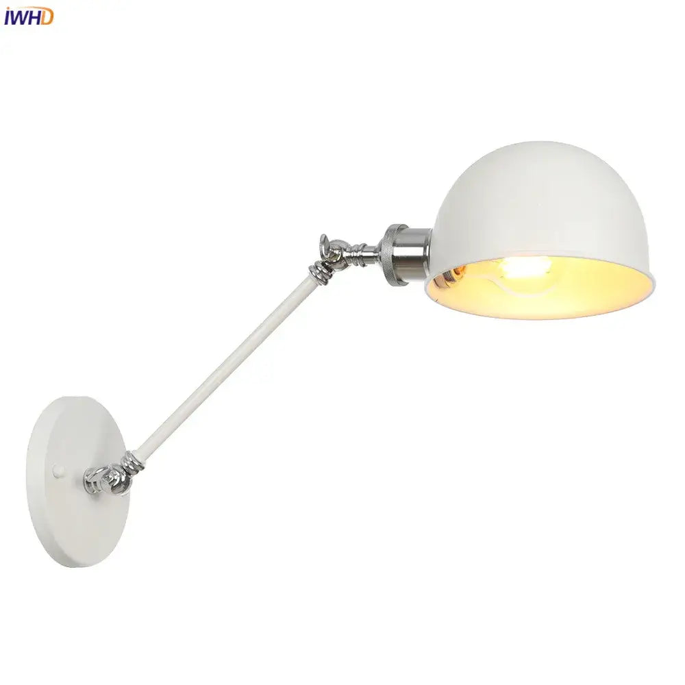 Industrial white and chrome adjustable swing arm wall sconce bedroom