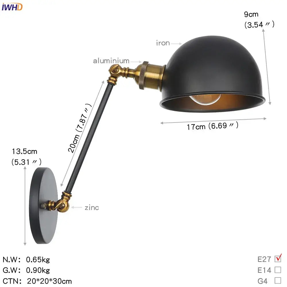 Industrial white and chrome adjustable swing arm wall sconce bedroom