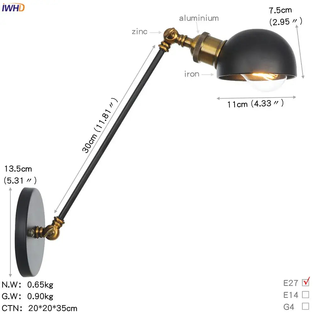 Industrial white and chrome adjustable swing arm wall sconce bedroom