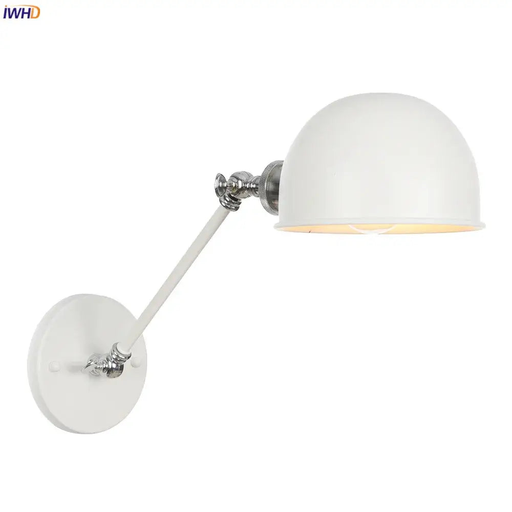 Industrial white and chrome adjustable swing arm wall sconce bedroom