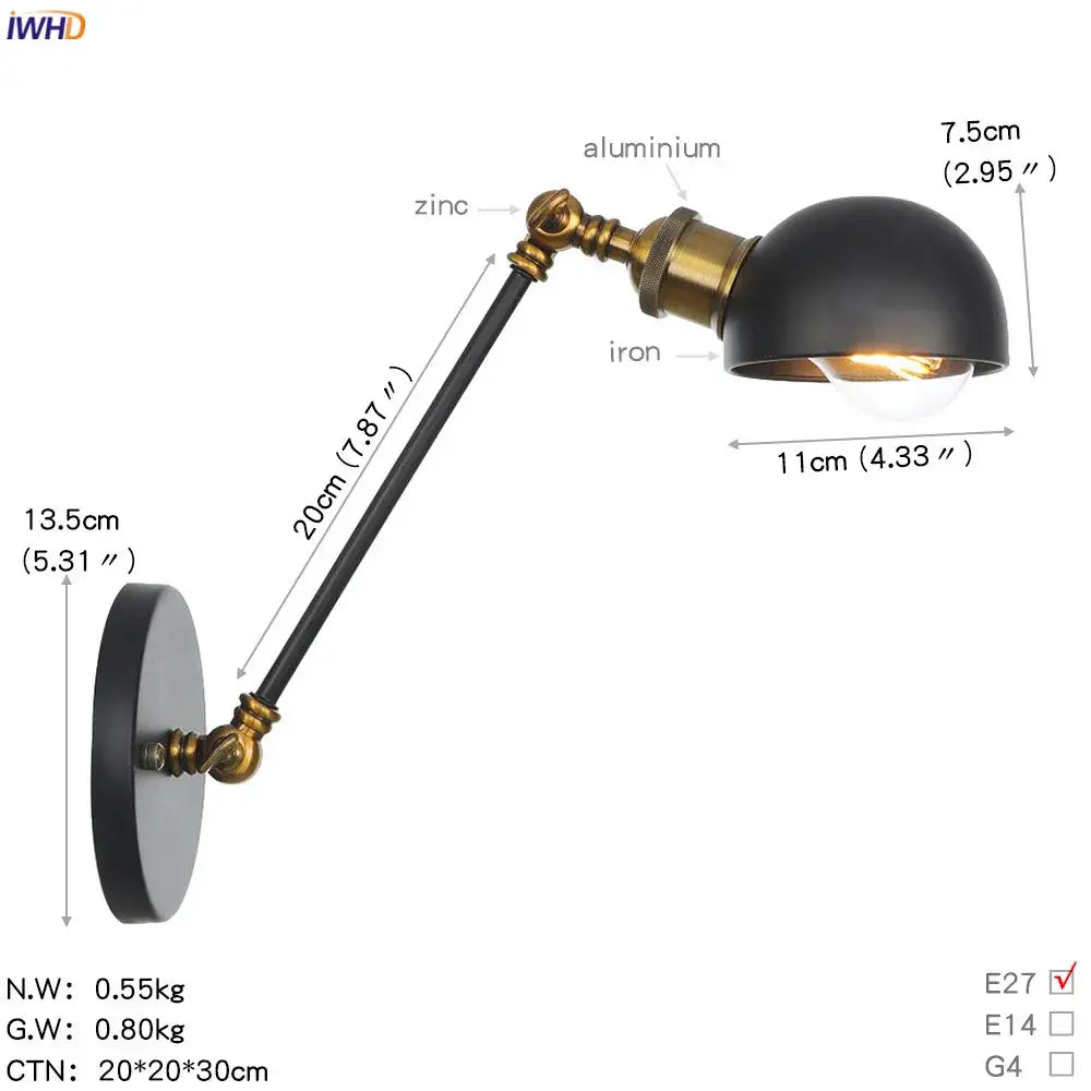 Industrial white and chrome adjustable swing arm wall sconce bedroom