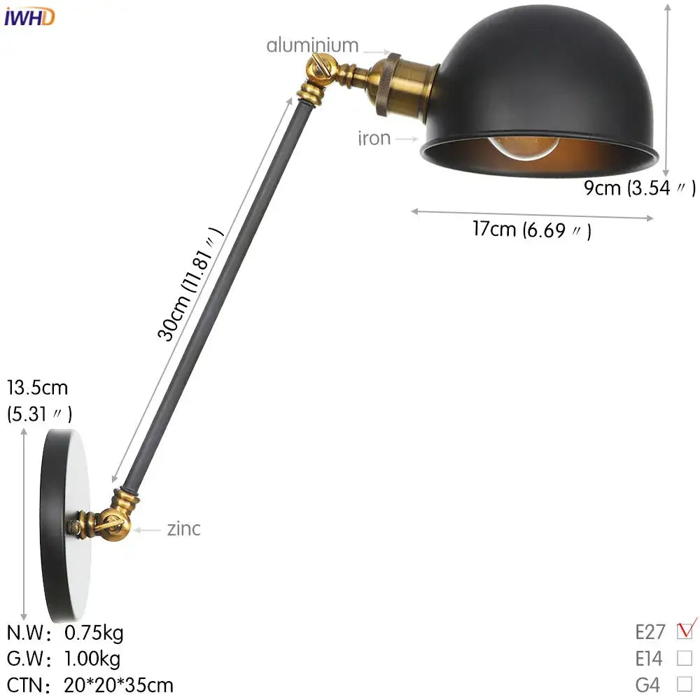 Industrial white and chrome adjustable swing arm wall sconce bedroom