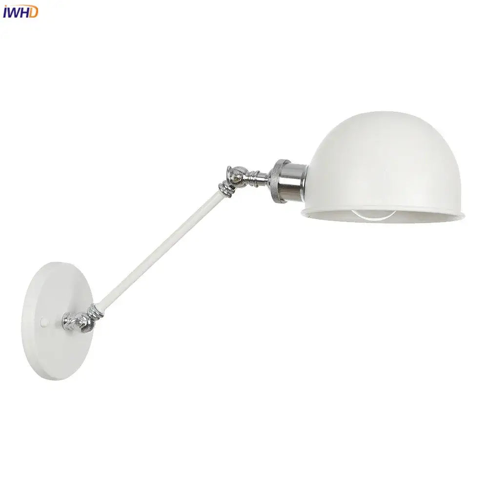 Industrial white and chrome adjustable swing arm wall sconce bedroom