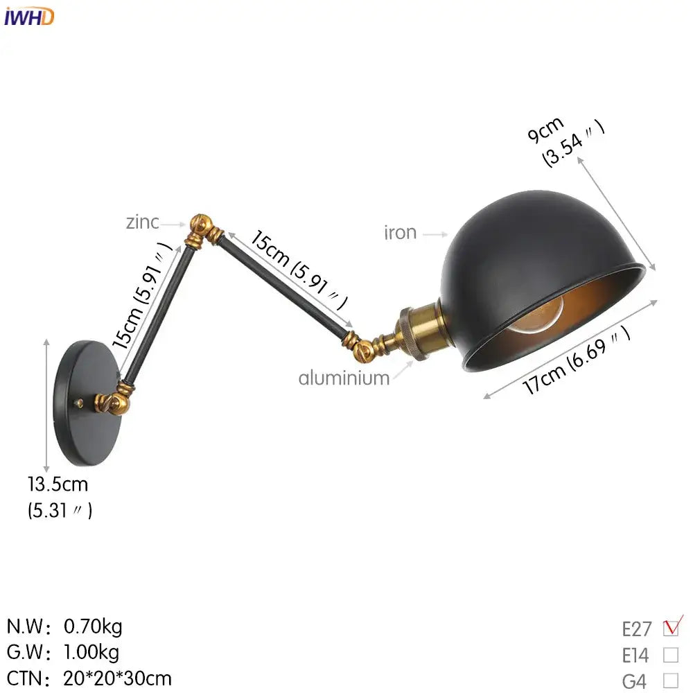 Industrial white and chrome adjustable swing arm wall sconce bedroom
