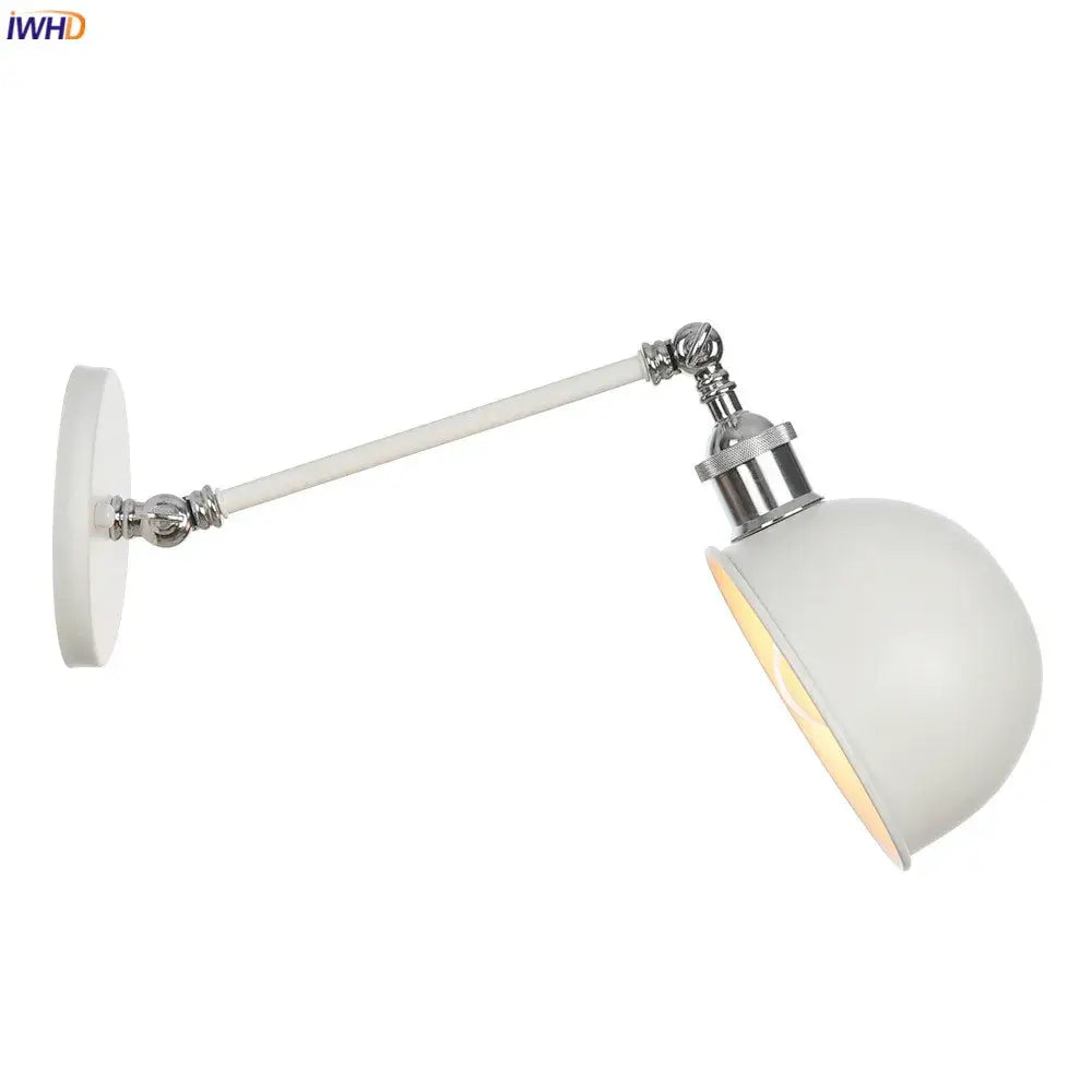 Industrial white and chrome adjustable swing arm wall sconce bedroom