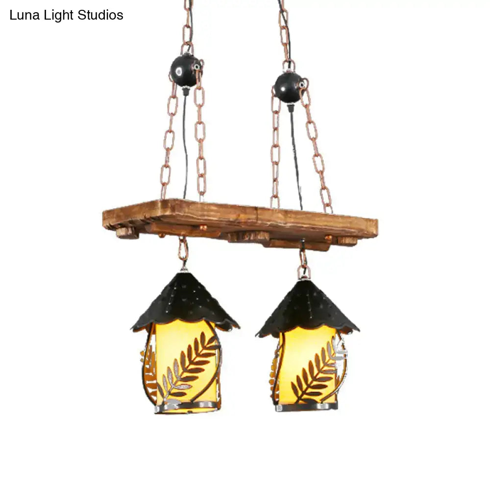 Industrial white clear wood lantern island lighting dining room