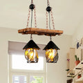 Industrial white clear wood lantern island lighting dining room