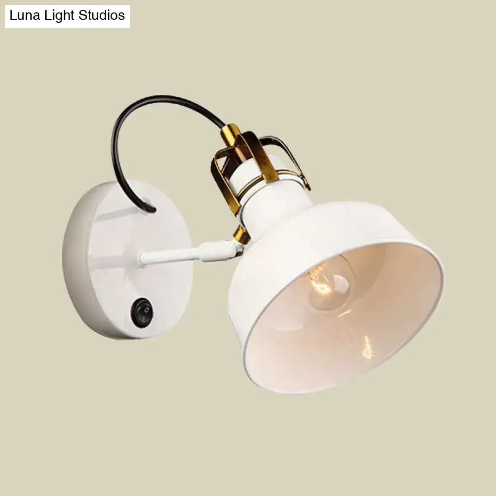 Industrial white & gold wall light – foyer e26 e27 metal sconce