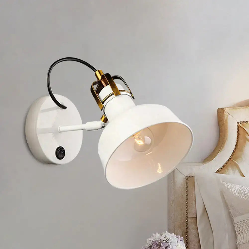 Industrial white & gold wall light – foyer e26 e27 metal sconce
