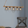 Industrial wood and black metal cage pendant light living room