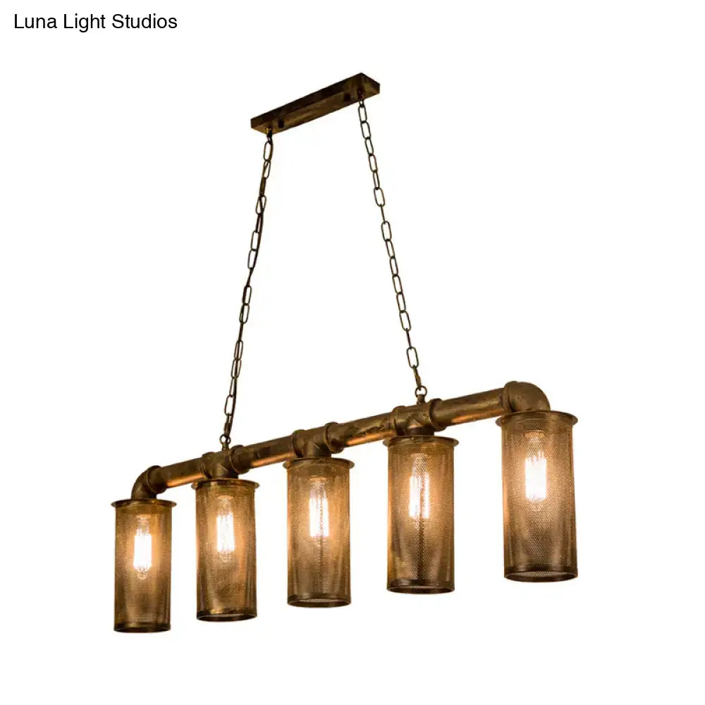 Industrial wrought iron brass pendant light – kitchen 5 head e26 e27