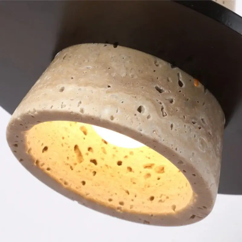 Industrial yellow travertine wall lamp with pull chain switch bedroom