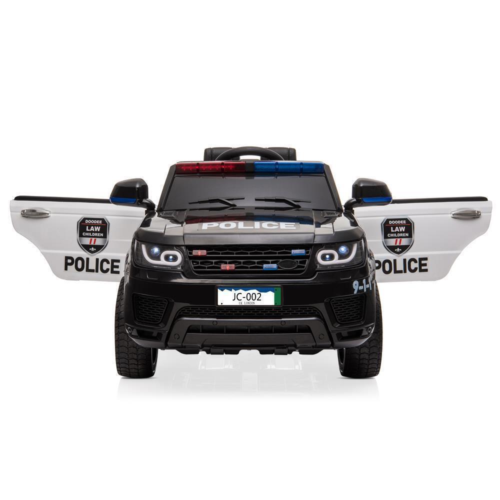 Interactive 12V Kids Police Car with Music, LED Lights, and Remote Control