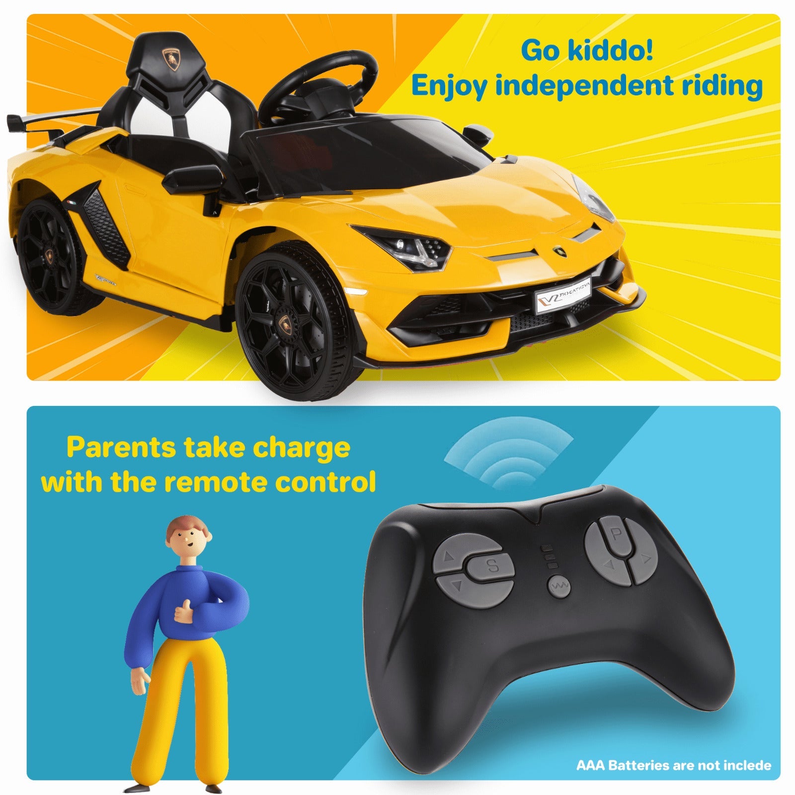 Electric Ride-On Car for Kids with Remote Control, Lights, Music, and Openable Doors