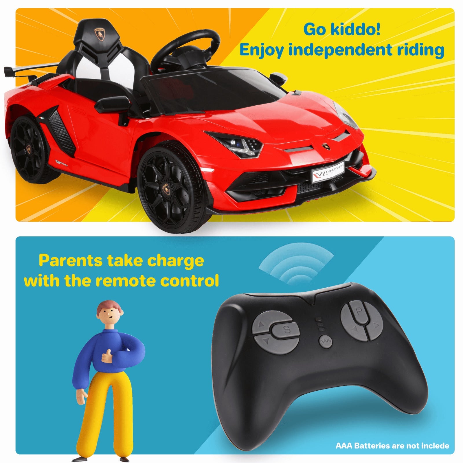 Green 2.4G RC Electric Ride-On Car for Kids with Light and Music, Openable Doors
