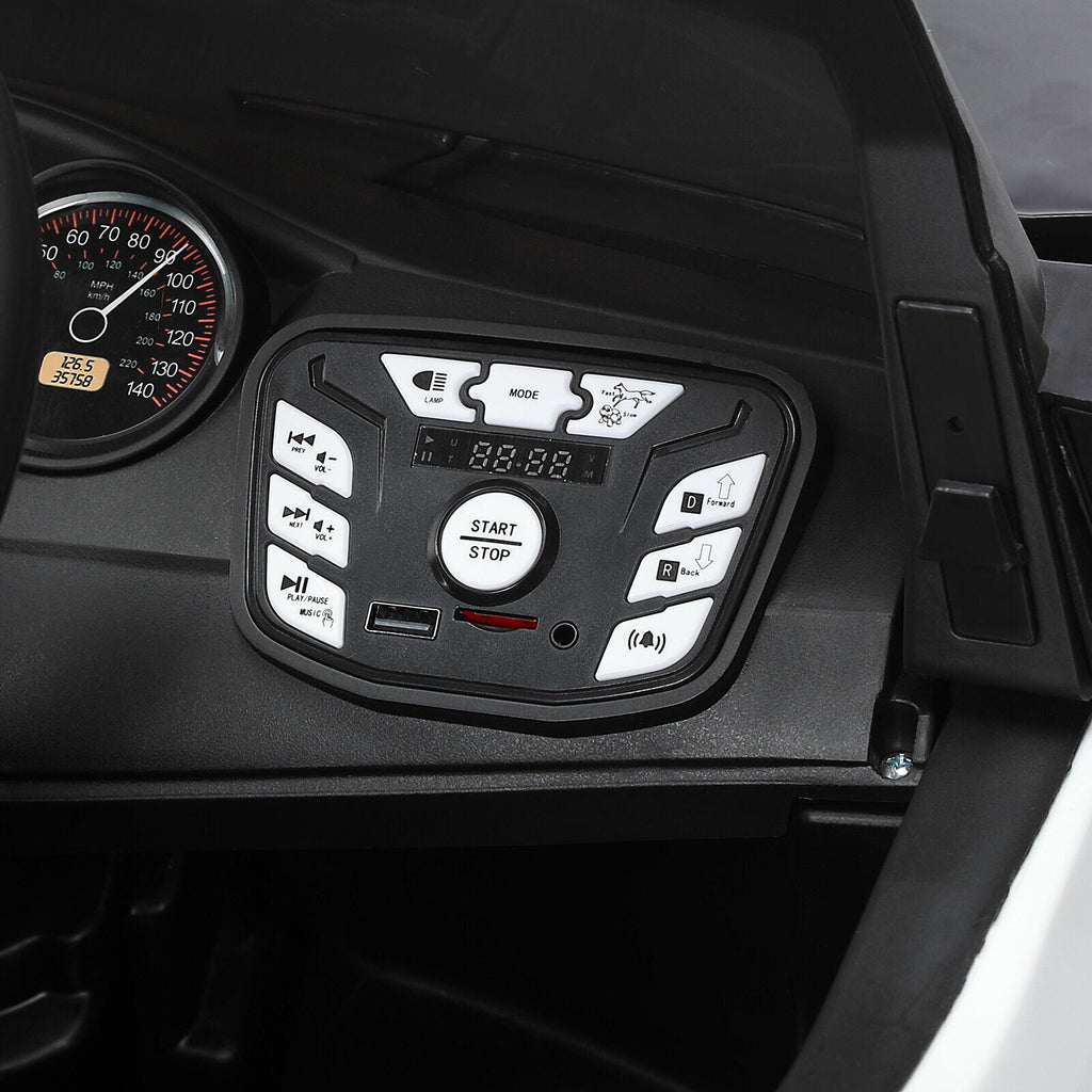 Interactive 12V Police Car Ride-On with RC, LED Lights, and Intercom - 6 Wheel Truck for Kids