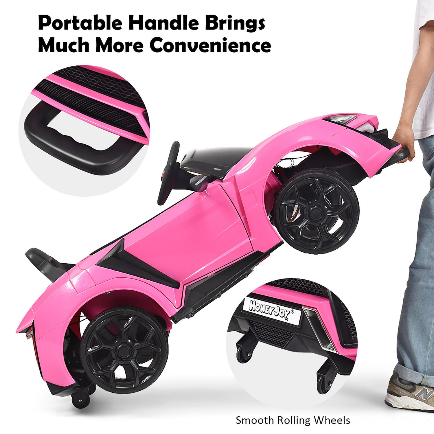 Interactive 2.4G RC Electric Car for Kids with Lights, MP3 Player, and Openable Doors - 12V