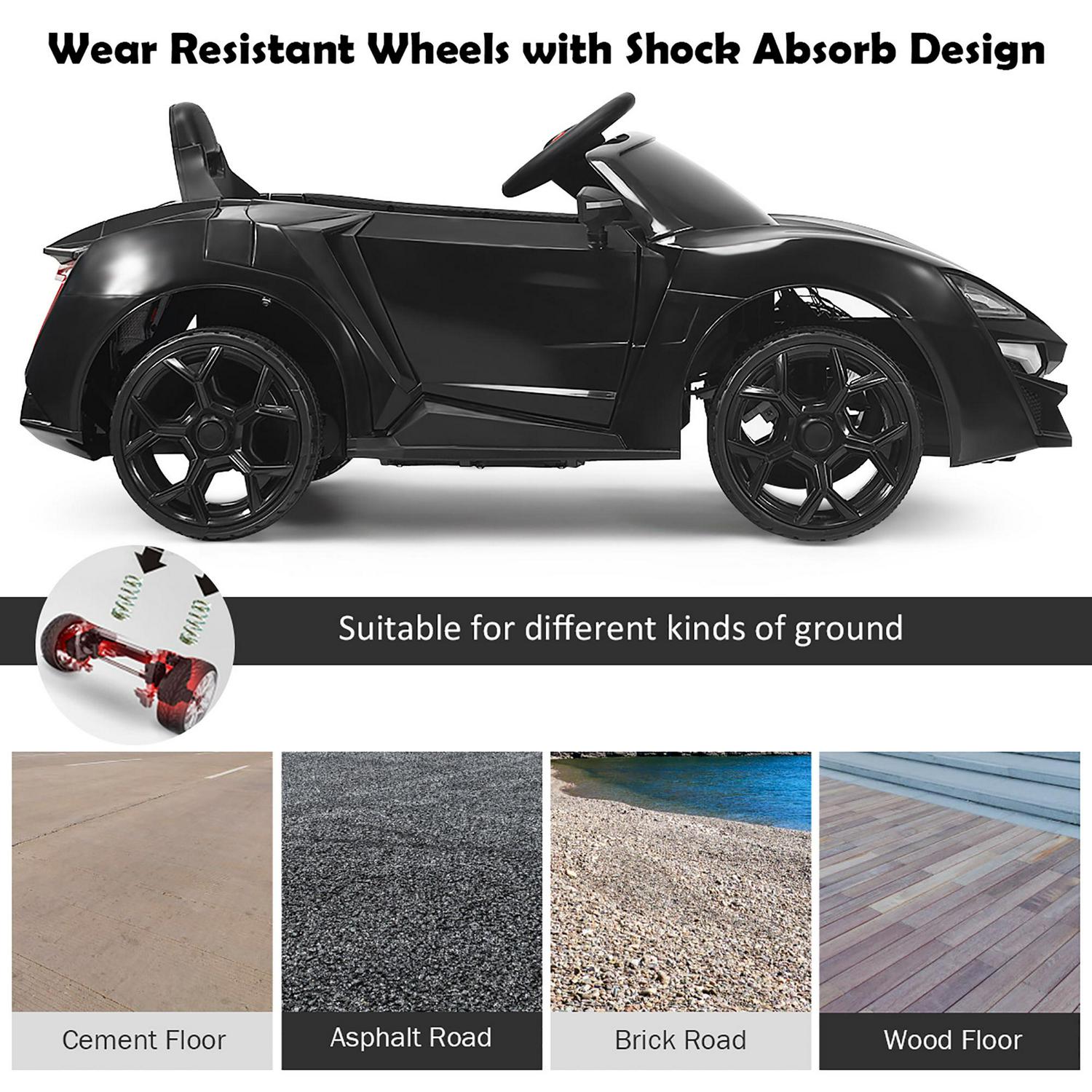 Interactive 2.4G RC Electric Car for Kids with Lights, MP3 Player, and Openable Doors - 12V