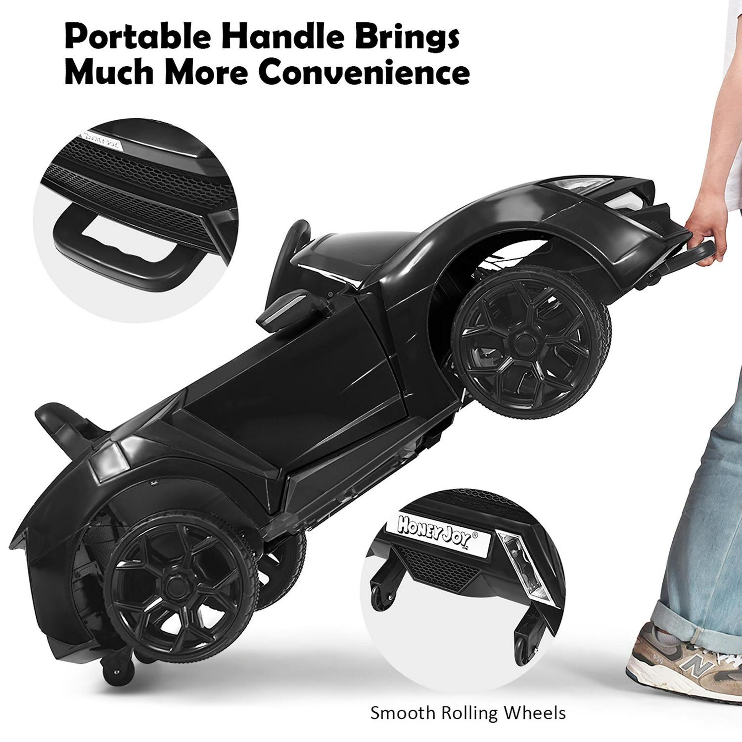 Interactive 2.4G RC Electric Car for Kids with Lights, MP3 Player, and Openable Doors - 12V