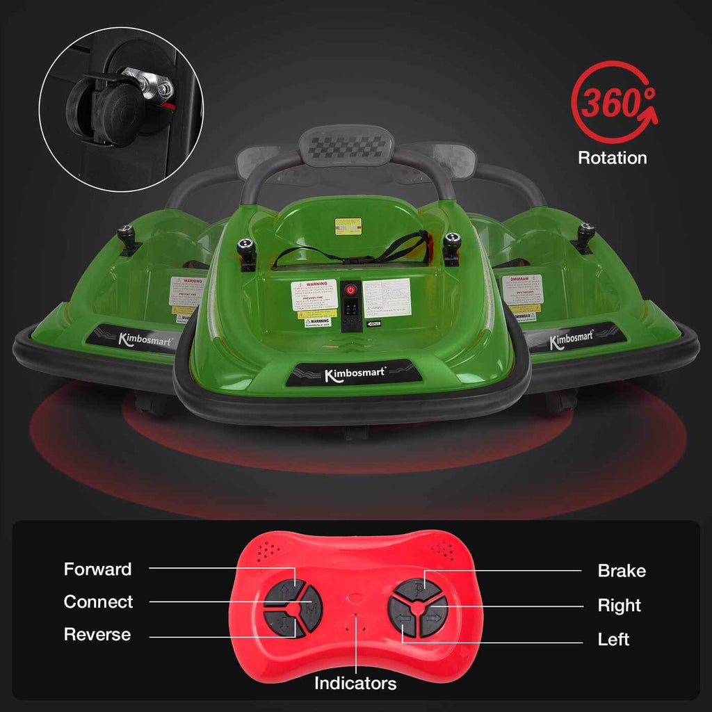Interactive 6V Bumper Car for Kids with Remote Control, Flashing Lights, Music, and Customizable Stickers