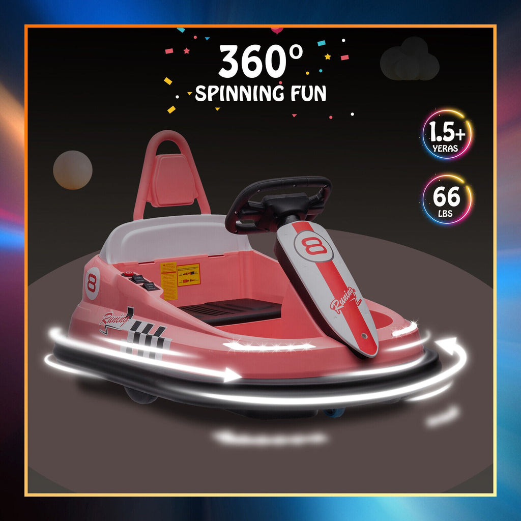 Interactive 6V Electric Bumper Car for Kids with Lights, Music, Horn, and Safety Belts
