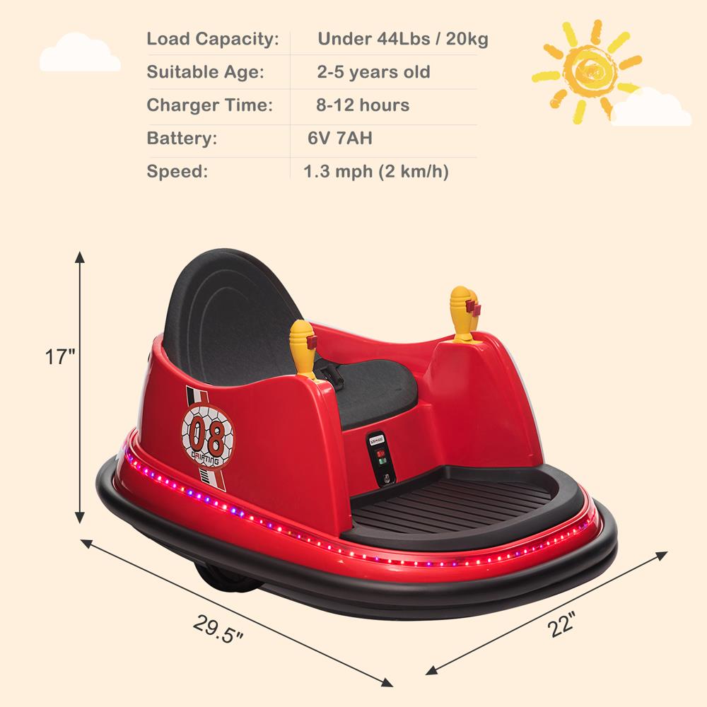 Interactive Electric Bumper Car for Kids with Music, Lights, and Parental Control - Available in 4 Vibrant Colors!