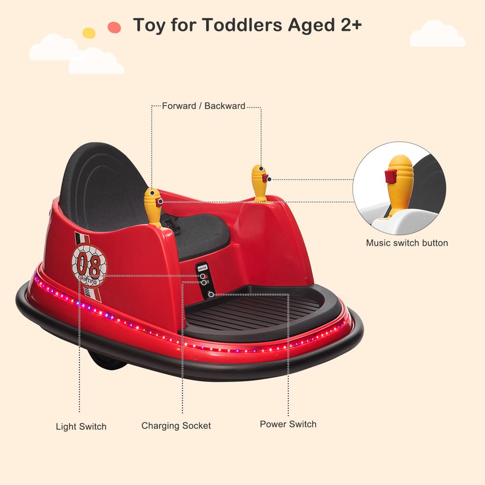 Interactive Electric Bumper Car for Kids with Music, Lights, and Parental Control - Available in 4 Vibrant Colors!
