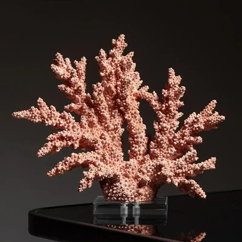 Intricate pink glossy coral resin ornaments living room decor