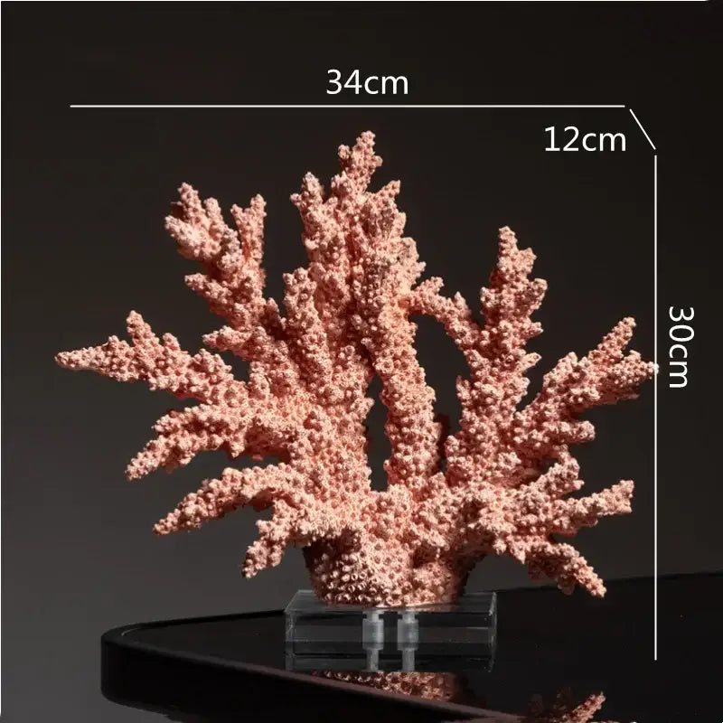 Intricate pink glossy coral resin ornaments living room decor