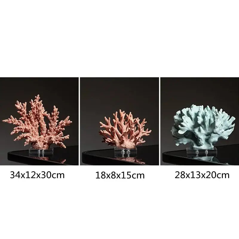 Intricate pink glossy coral resin ornaments living room decor