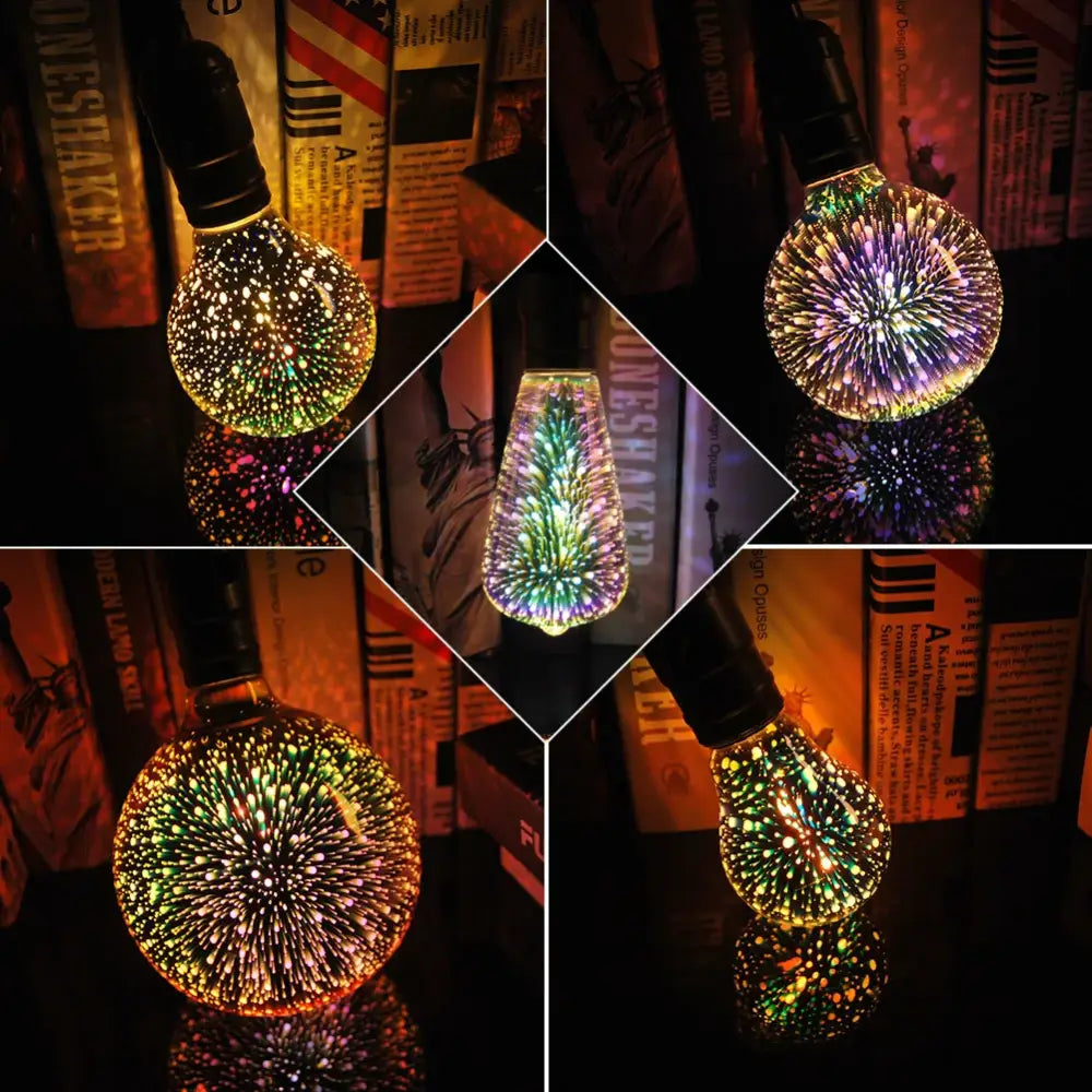Iridescent 3d led fireworks decor bulb living room ambient light