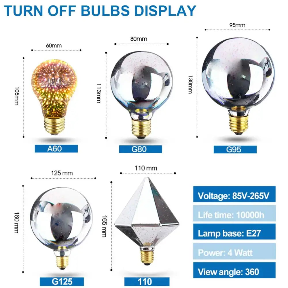 Iridescent 3d led fireworks decor bulb living room ambient light