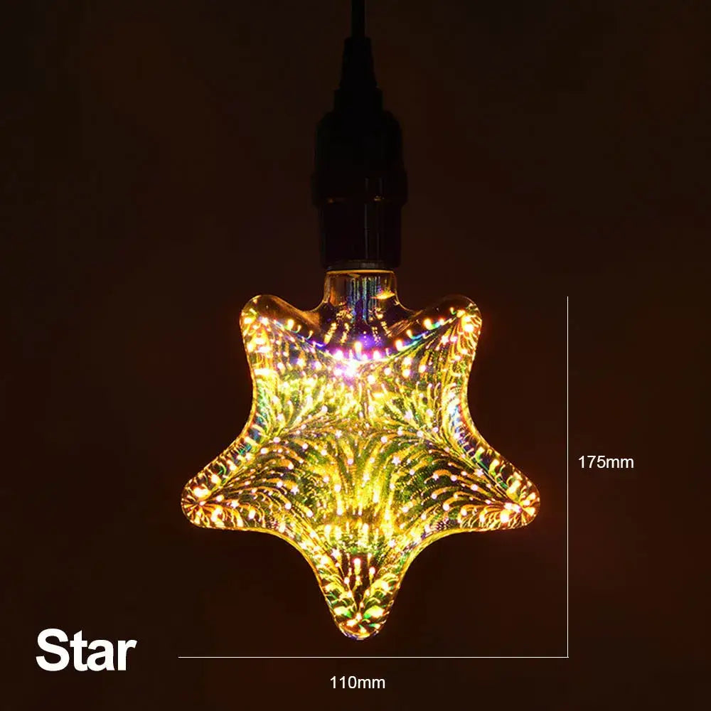 Iridescent 3d led fireworks decor bulb living room ambient light