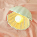 Iridescent ceramic shell pearl led night light for bedroom