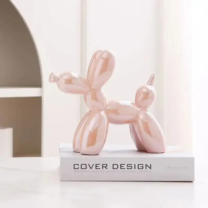 Iridescent glossy balloon dog ceramic sculpture living room decor