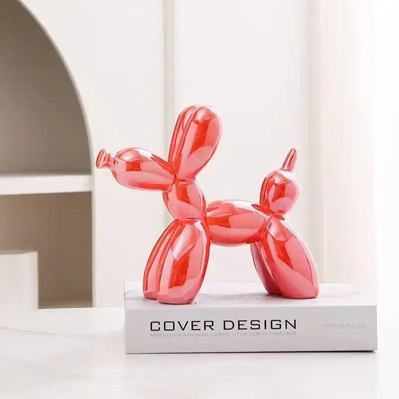 Iridescent glossy balloon dog ceramic sculpture living room decor