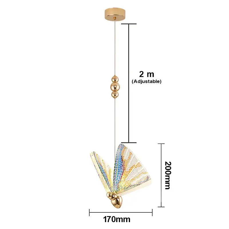 Iridescent gold butterfly pendant lights for living room dining room