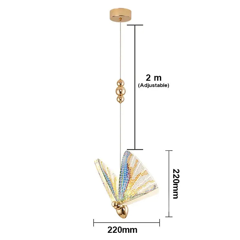 Iridescent gold butterfly pendant lights for living room dining room