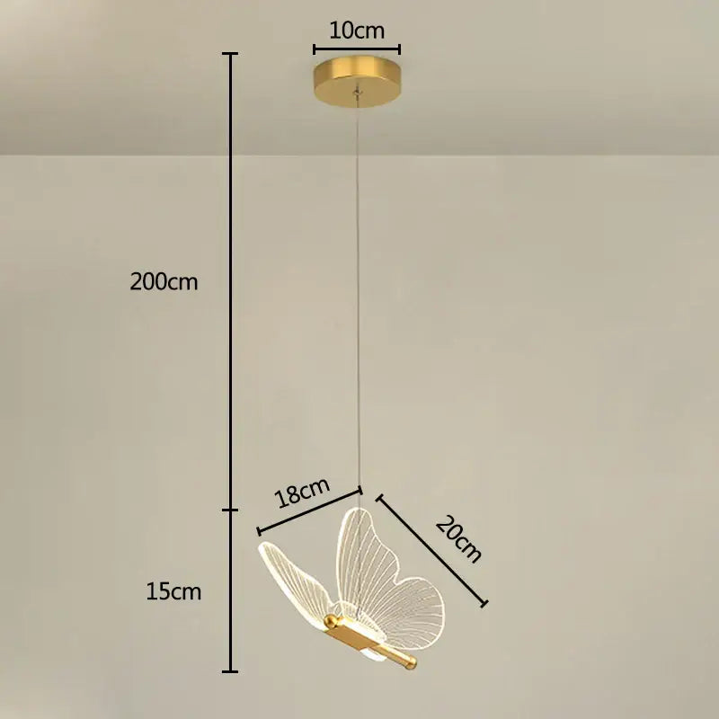 Iridescent gold butterfly pendant lights for living room dining room