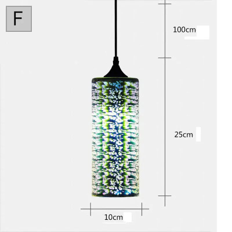 Iridescent starburst glass pendant lights living room decor