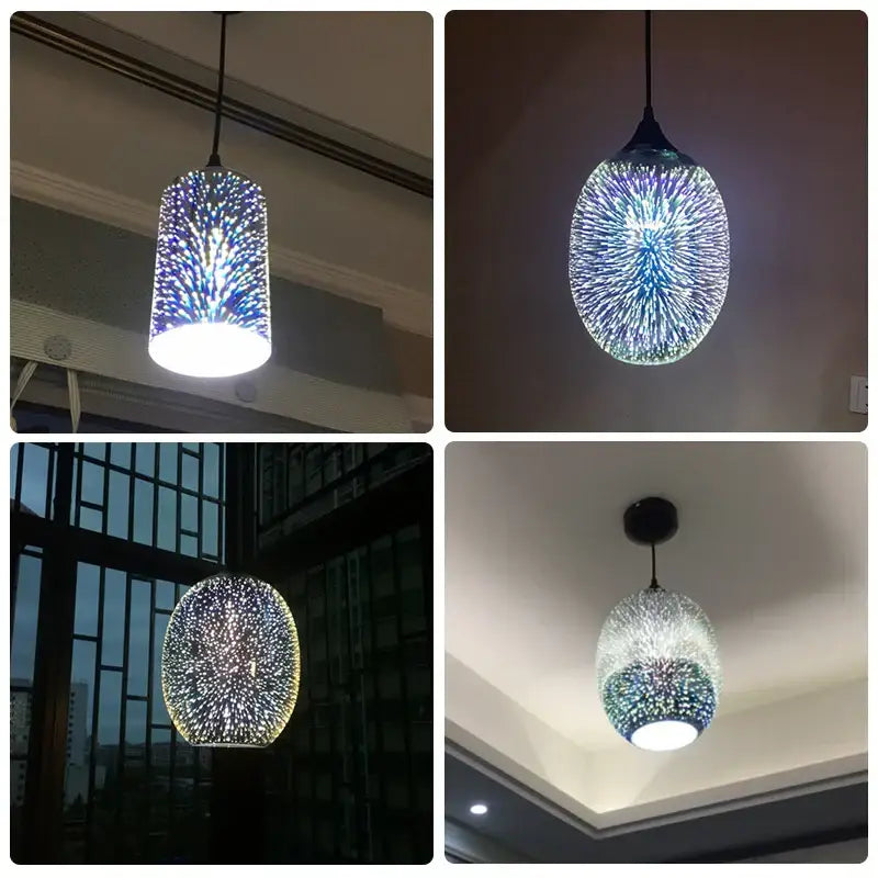 Iridescent starburst glass pendant lights living room decor