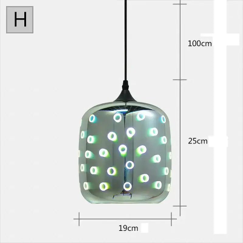 Iridescent starburst glass pendant lights living room decor