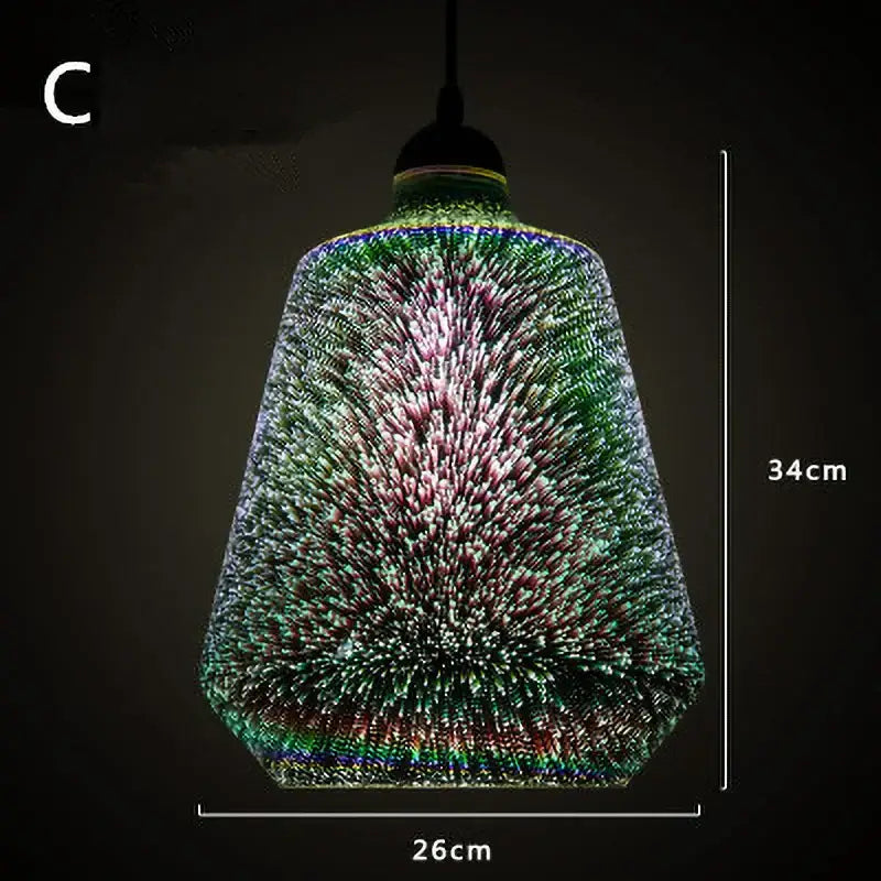 Iridescent starburst glass pendant lights living room decor